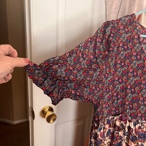 NATURAL LIFE Floral Maxi Dress in Navy with Pink & Red Accents